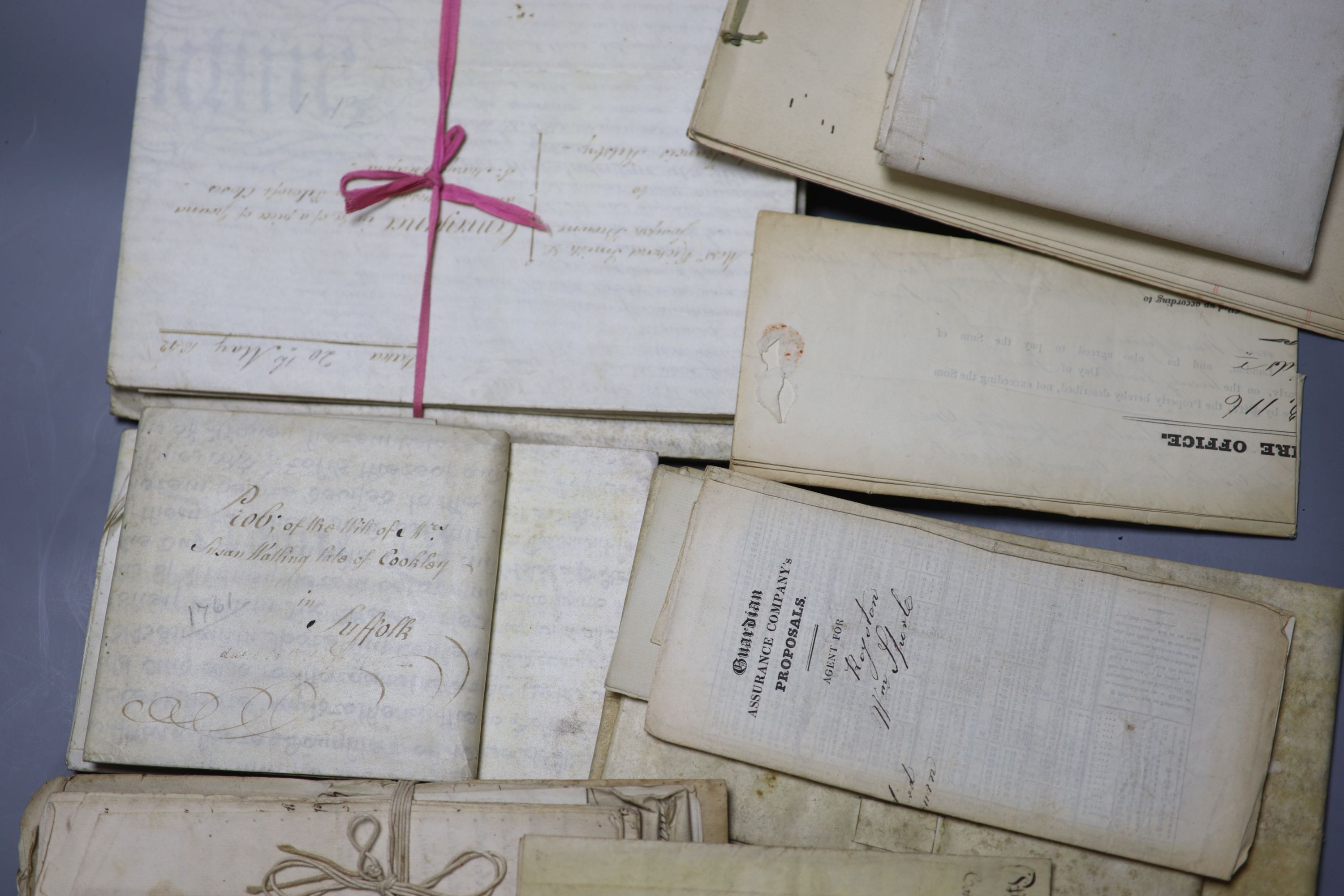 A quantity of 17th-19th century vellum indentures and deeds, one dated 1610 and two 1693